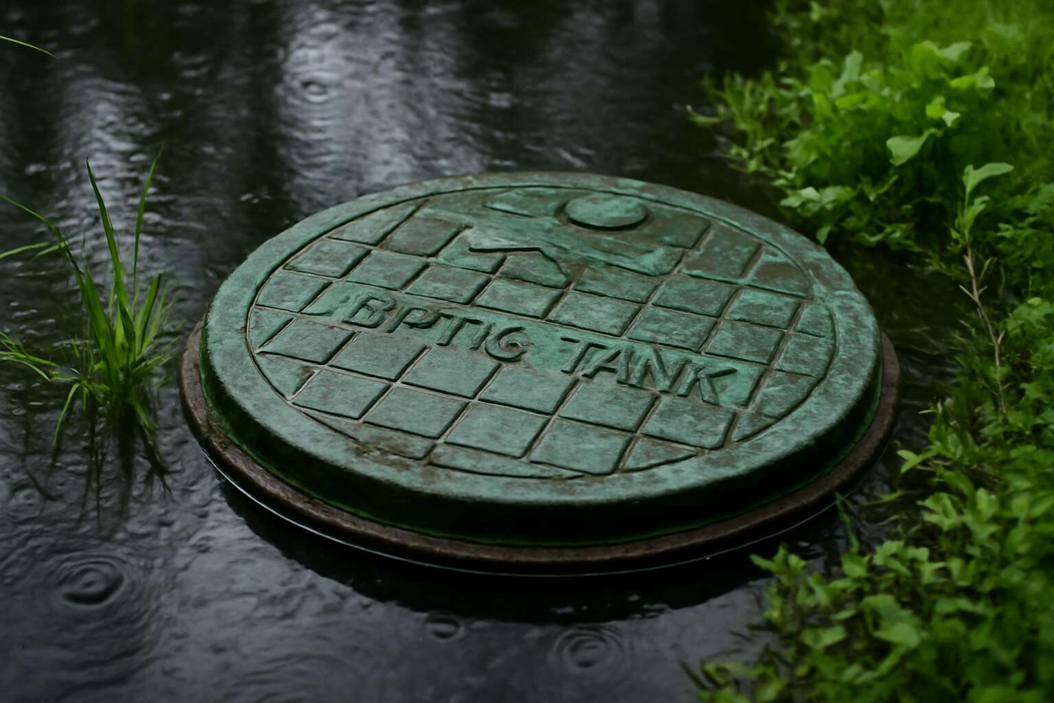 septic tank full of water when it rains